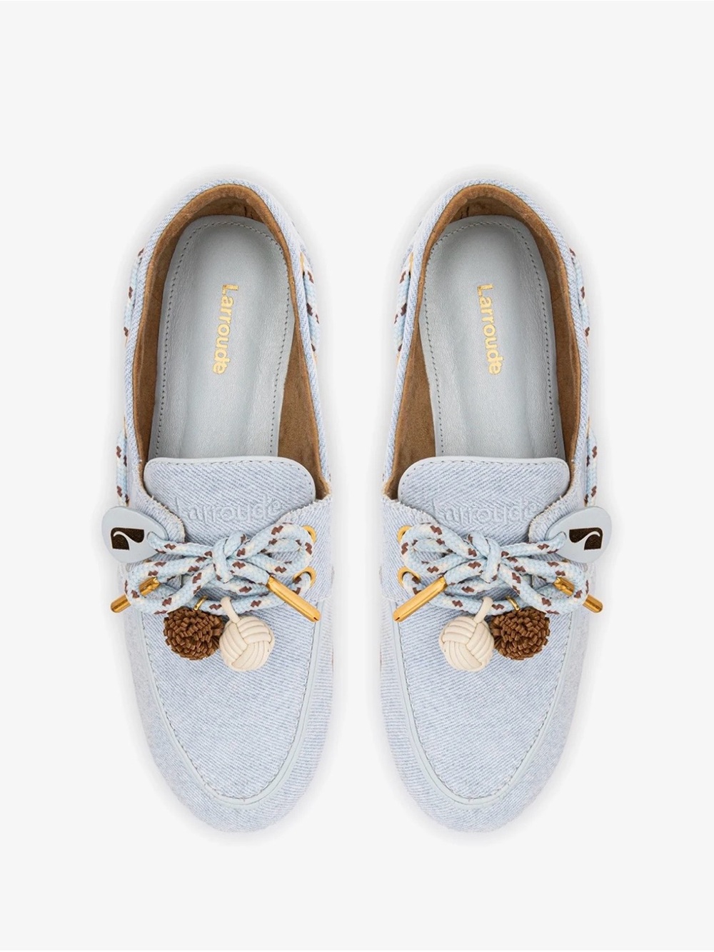 Larroude Cyprus Boat Shoe In Maya Denim